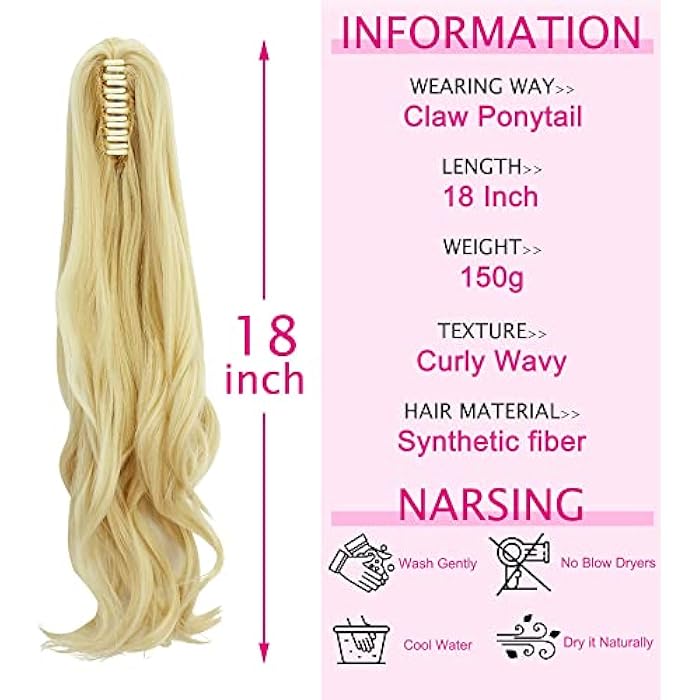 DILLARDS Saiti Synthetic Curly Long Short Claw Ponytail Hair Extension Cute Clip (18In) - Image 3